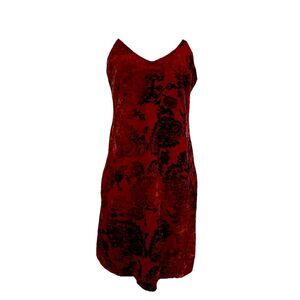 Missguided Red Burnt Velvet Sleeveless V Neck Mini Blouson Dress 90’s Y2K-2